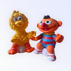 90s Sesame Street Big Bird and Ernie plastic figurines